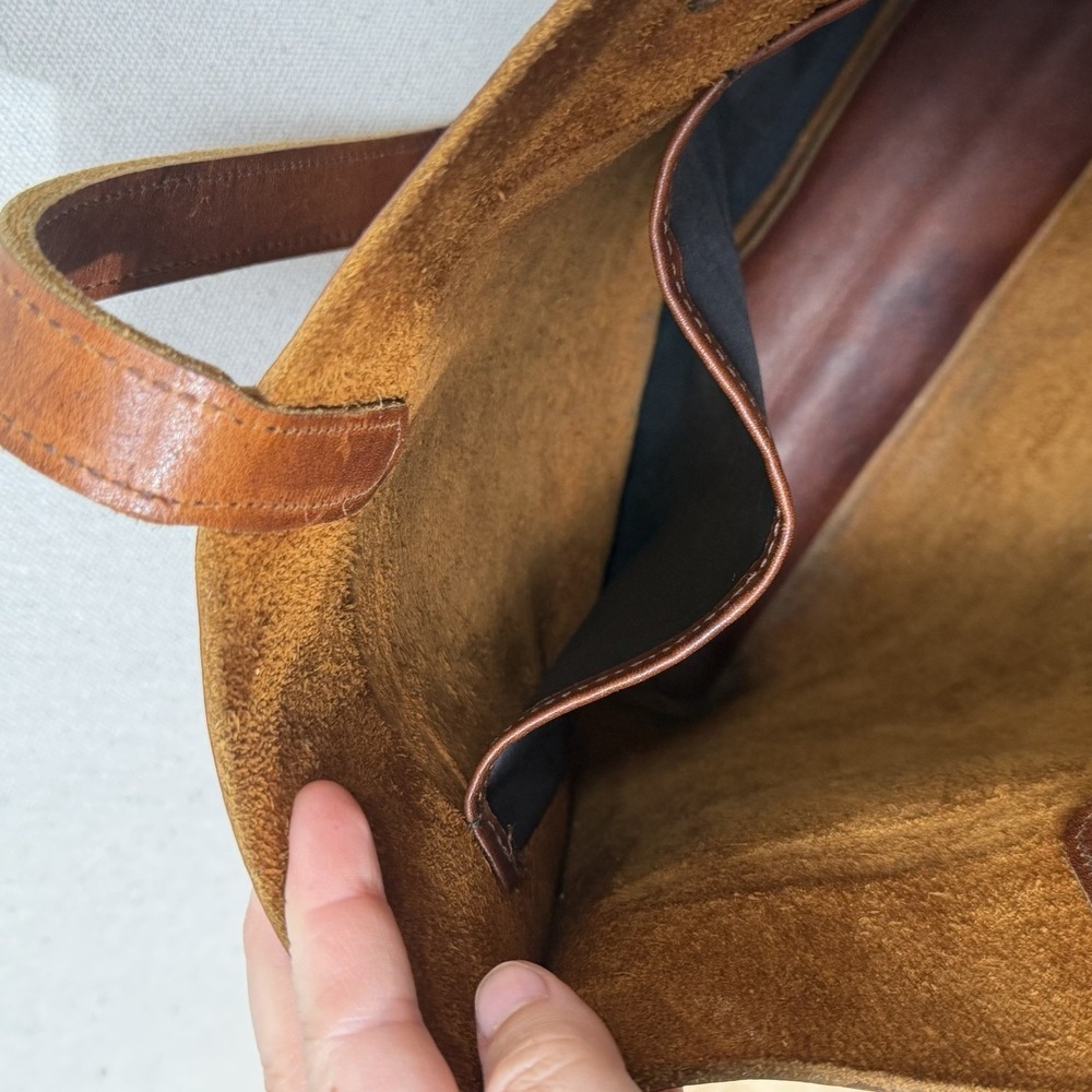 Two Bar West Leather Tote Bag Brown Southwestern Cross Stone Boho Western Purse - Picture 15 of 16